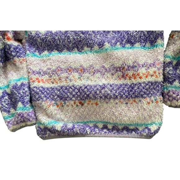 Eddie Bauer Quest Fleece Plush Hooded Jacket Girls XS 5 6 Purple White Fair Isle - Picture 8 of 12